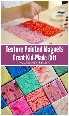 Perfect gift for kids to make for the parents, grandparents, teachers, or friends! Easy, inexpensive, and useful for gift recipients of all ages. Painted Magnets, Kids Painting, Everyday Art, Texture Paint, 3d Shapes, Glue Crafts, Preschool Art, Occupational Therapy