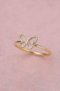 Statement Butterfly Ring, Gold Diamond Butterfly Promise Ring, Wedding Bridesmaid Gift for Her, 14k 18k 10k Gold Ring for Women Our gold diamond rings are perfect choice for a Christmas, Mother's Day, valentine's day, birthday, wedding, anniversary, graduation, engagement, bridesmaid, and best friends gift. It's a good way to show appreciation to your mom, girlfriend, wife, grandmother, grandchildren, daughter, sister, best friend, boss or a co-worker. Also, a special treat just for yourself. FE Rings For Girls Gold, Butterfly Gold Ring, Ring Design For Women, Ring Gold Diamond, Gold Butterfly Ring, Thoughtful Wedding Gifts, Unique Promise Rings, Gold Ring For Women, Pretty Jewelry Necklaces