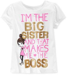 Epic Threads Little Girls' Big Sister Mix & Match T-Shirt, Only at Macy's Big Sister Kit, Sister Outfits, Moda Chic, Sister Shirts, Big Sister