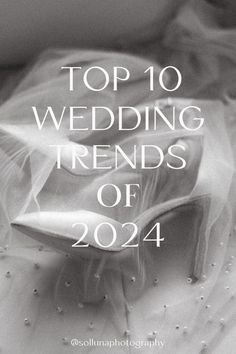 a white dress with the words top 10 wedding trends of 2014 on it's side