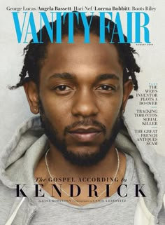 a man with dreadlocks is featured on the cover of vanity fair magazine, wearing a hoodie