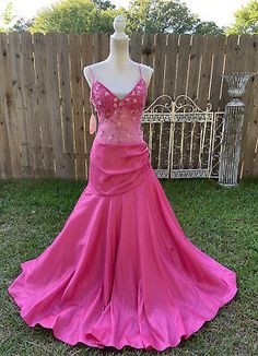 Cassandra Stone Pink NWT Long Formal Dress Women’s Size 12 V-Neck Fit Flare Bead | eBay Prom Dresses Hot, Formal Dress Women, Pink Formal Dress, 2000s Party, Long Formal Dress, Pink Formal Dresses, Dream Dresses, Pink Fits, Formal Dresses For Women