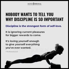 a woman doing push ups with the words nobody wants to tell you why discipline is so important