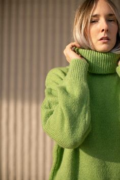 Relaxed fit Mohair turtleneck sweater with ribbed neck, cuffs, and hem. Fabric is 30% Mohair 40% Acrylic 30% Nylon. Ella is 6' tall, 35" bust, 26" waist, 36" hip, and is wearing a size S. Turtleneck Sweaters, Anna Dello Russo, Oversized Turtleneck, Knit Turtleneck Sweater, Sale Design, Turtleneck Sweater, The Row, Sweaters & Cardigans, Fashion Inspo