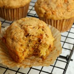 carrot muffins cooling on a wire rack