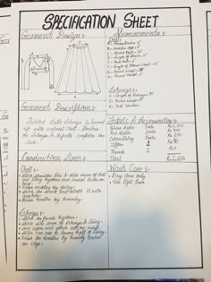 Cost Sheet Of Garment, Cost Sheet Fashion Design, Measurement Book For Boutique, Fashion Design Record Book, Tailoring Measurement Book, Fashion Dictionary Cheat Sheets, Tailor Measurement Sheet, Specification Sheet Fashion Design, Garment Specification Sheet