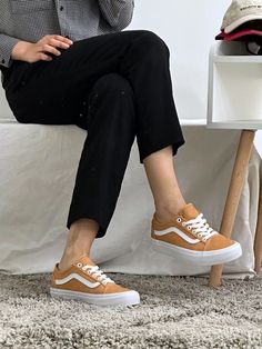 Vans Old Skool Tapered VR3 Tonal Check Honey VN0005UHBLS - APLAZE Old School Vans Outfit For Women, Old Skool Vans Outfit Summer, Outfit With Vans Shoes Women, Checked Vans Outfit, Tan Vans Outfit, Brown Vans Outfit, Yellow Vans Outfit, Old Skool Vans Outfit, Mustard Vans