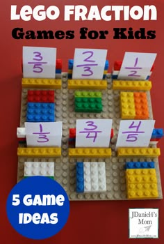 a book cover with lego fraction games for kids