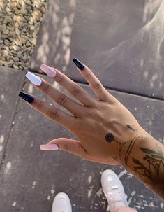 Black And White Nail, Edgy Nails, Grunge Nails, Basic Nails, Simple Acrylic Nails, Long Acrylic Nails Coffin, Long Square Acrylic Nails, White Nail