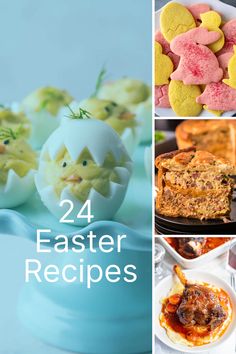 four different pictures with the words 24 easter recipes