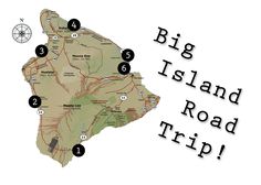 the big island road trip map is shown in black and white with numbers on it