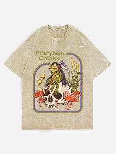 Everybody Croaks Wash Denim T-Shirt Denim T Shirt, Exclusive Fashion, Denim Wash, Vintage Prints, Print T Shirt, Independent Design, T Shirt