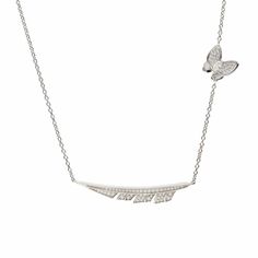 Collar · Collares plata originales diseño pluma y mariposa Diamond Necklace, Silver Necklace, Charms, Collar, Silver