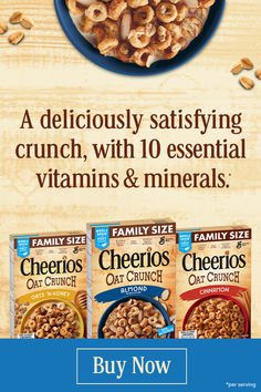 an advertisement for cheerios cereals and other snacks