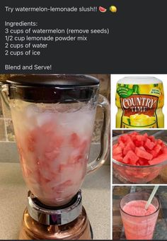 the ingredients to make watermelon slush in a blender