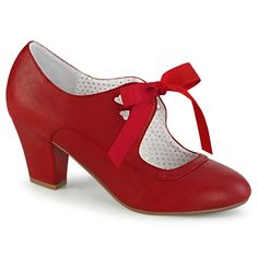 Red Cuban Heel Mary Jane Pump with Ribbon Tie – Pink House Boutique Alternative Shoes, Pleaser Heels, Zapatos Mary Jane, Punk Boots, Pleaser Shoes, Pinup Couture, Elegant Moments, Gogo Boots, Cuban Heels