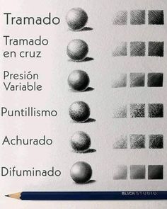 a pencil drawing of different types of balls and shapes on white paper with text below