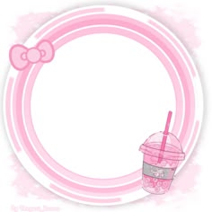 a pink cup with a straw in it and a hello kitty bow on the top