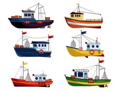 four different types of fishing boats