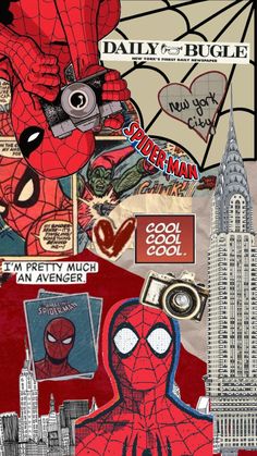 a collage of spiderman and other things