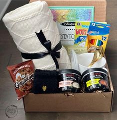 an open box with various items in it