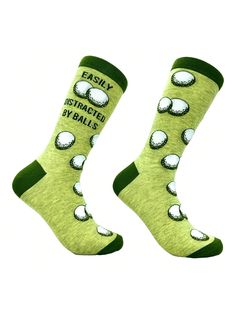 Do you think we could stop at that Driving Range we just passed?Easily Distracted By Balls Socks Funny Golf Ball Putt Novelty Footwear Green - Distracted By Balls         Men Socks, size features are:Bust: ,Length: ,Sleeve Length: Green Novelty Socks For Winter, Golf Socks, Socks Funny, Funny Golf, Men Socks, Driving Range, Golf Humor, Easily Distracted, Putt Putt