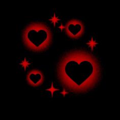 red hearts and stars on black background