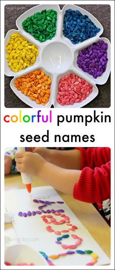 colorful pumpkin seed names for kids to make