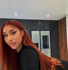 Bright Copper Red Hair, Ginger Sew In Weave Black Women, Fall Color Hair Ideas For Black Women, Blonde Red Hair, Wigs Hairstyle, Long Weave, Copper Red Hair, Frontal Wig Hairstyles, Ginger Hair Color