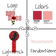 the red rose color scheme is shown in three different colors, including pink and red