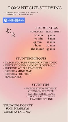 a poster with the words romanticize studying on it