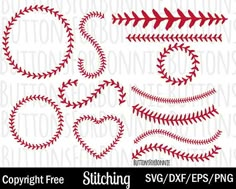 baseball stitches and stitchs svg files for cricut, silhouette or embroidery