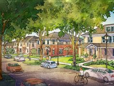 an artist's rendering of a residential neighborhood