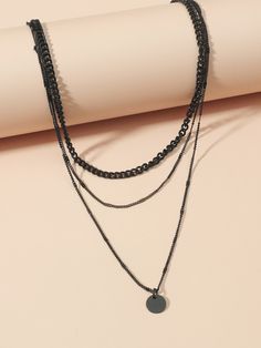 Color: Black Gender: Women Material: Iron Quantity: 1 piece IN Length 14.6-16.5 This data was obtained from manually measuring the product, it may be off by 1-2 CM. Layered Necklaces Aesthetic, Necklaces Aesthetic, I'm Worth It, Necklace Layered, Multi Layer Necklace, Classic Necklace, Aesthetic Black, Black Chain, Multi Strand Necklace