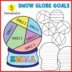 a snow globe with five different colors and the text 5 snow globe goals on it