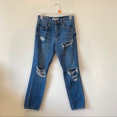 - Worn A Few Times But Looks Brand New! - Size 24 - Will Post Measurements Later! Forever 21 Jeans, Distressed Boyfriend Jeans, Colored Jeans, Boyfriend Jeans, Forever 21, Women Jeans, Brand New, Women Shopping, Blue