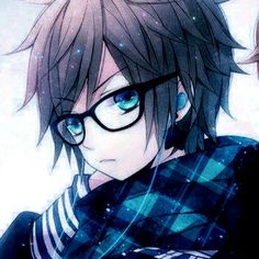 an anime character with glasses and a sweater