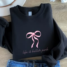 Coquette Crewneck, Trending Sweatshirts, College Fits, Vinyl Printing, Cute Sweatshirts, Pink Sweatshirt, Text Design, Cute Shirts, Heavy Cotton