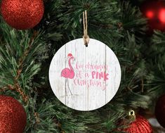 Dreaming Of A Pink Christmas Ornament - Ornaments Dreaming Of A Pink Christmas, A Pink Christmas, Donation Request, Pink Christmas Ornaments, Wooden Ornament, Wooden Ornaments, Pink Christmas, Twine, Christmas Ornament