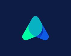 a blue and green triangle logo on a dark background, with the letter a in the middle