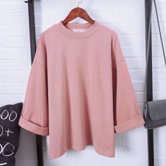 "Trendy" Long Sleeve Plain Tee Shirts, Plus Size Summer Tops, Minimalist Top, Estilo Hippy, Plain Sweatshirt, Shirt Oversize, Elegant Shirt, Harajuku Fashion, Kpop Outfits