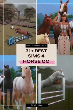 the horses are all different sizes and colors in this video game, which shows them standing on their hind legs