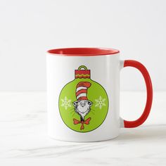 a cat in the hat christmas ornament coffee mug