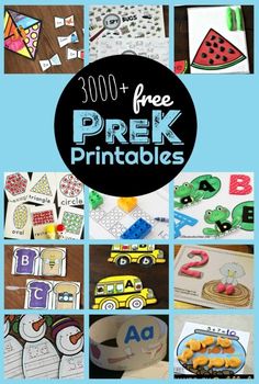 a collage of pictures with the words 300 + free prek printables