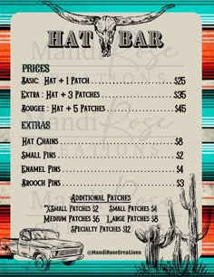 a menu for a mexican restaurant with an image of a bull skull on the back