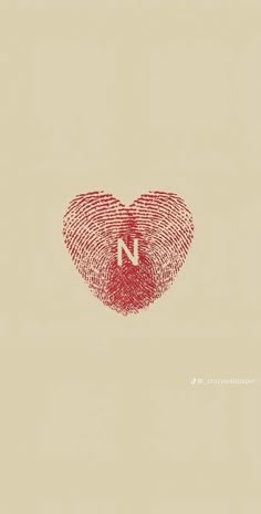 a fingerprint heart with the letter n in it's center, on a beige background