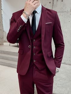 Coat Pant For Men Suits Wedding, Coat Pant For Men, Wine Colored Wedding, Men Suits Wedding, Suits Prom, Red Suit, Coat Pant, Cherry Red, Mens Suits