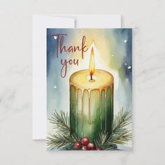 a card with a lit candle on it