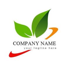 green leaf logo design with red and orange colors