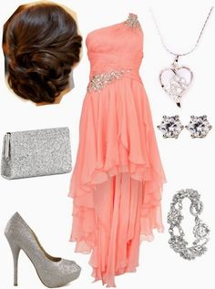 "teen choice awards." by hannahparsons ❤ liked on Polyvore Perfect for a dance!!! Formal Dance Dresses, Color Durazno, Cute Prom Dresses, Hoco Dresses